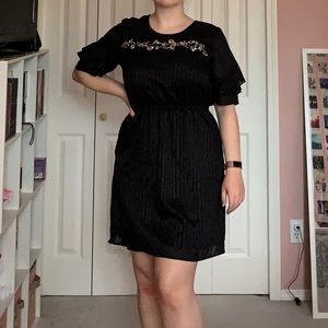2/$30 Black Floral Embroidered Dress